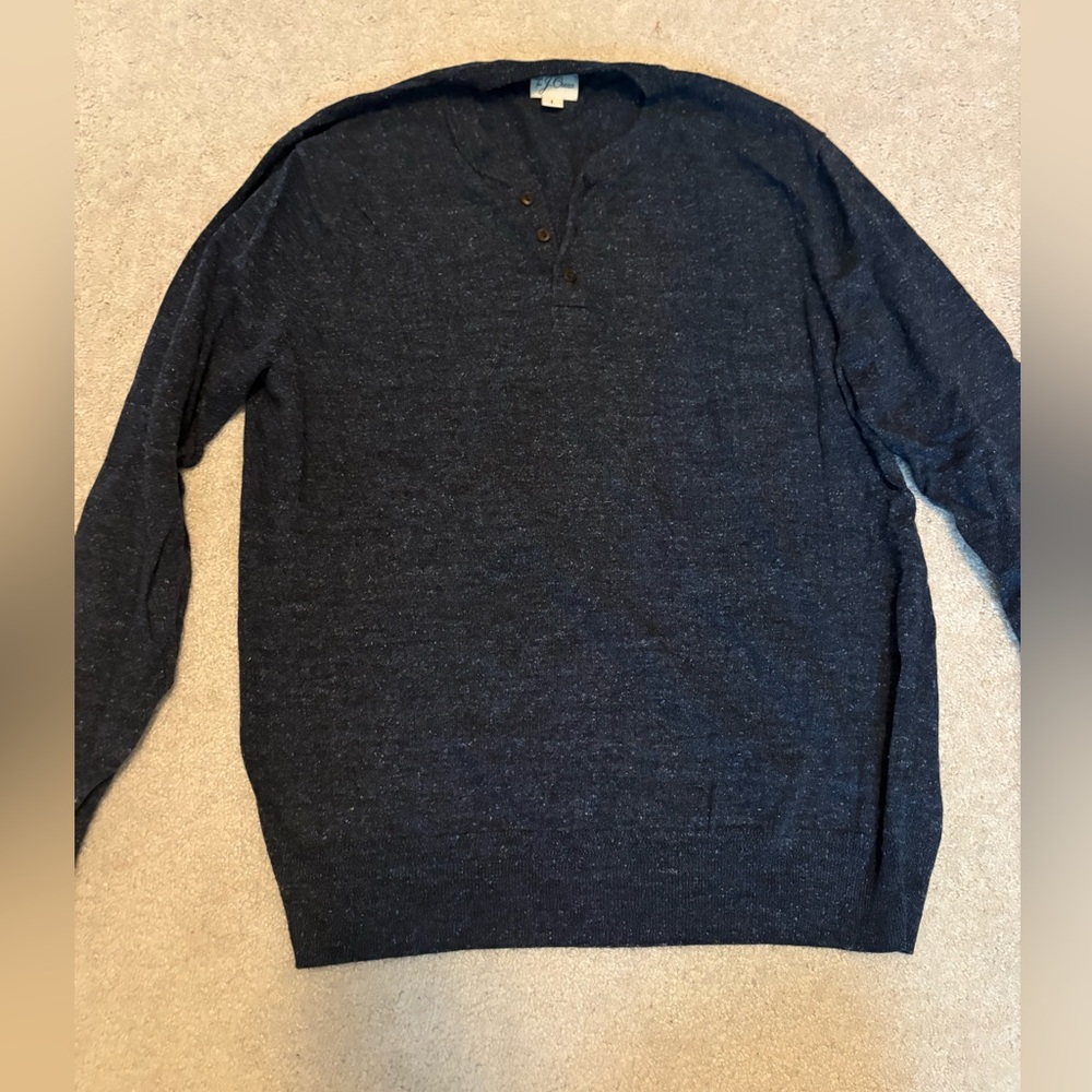 J. Crew Factory Navy V-Neck Henley Sweater